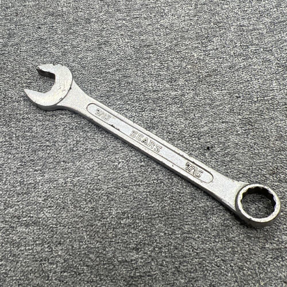 Vintage SEARS 7/16 Combination Wrench 12 Point Raised Panel Hand Tool JAPAN